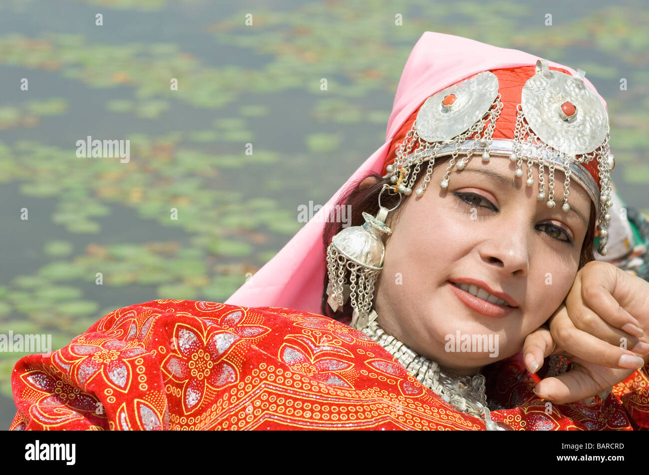 portrait of a woman dal lake srinagar jammu and kashmir india barcrd